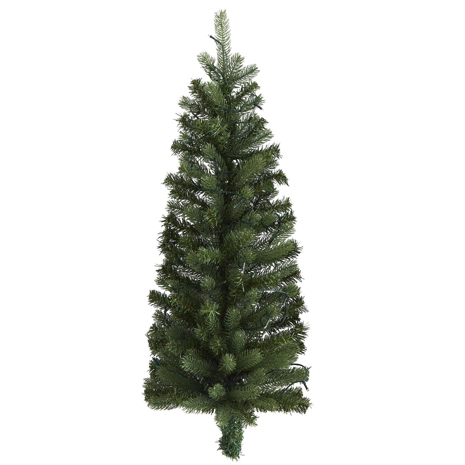 3' Flat Back Wall Hanging Artificial Christmas Tree with 35 Clear LED Lights