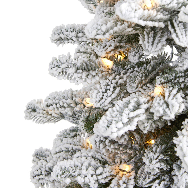 3’ Flocked North Carolina Fir Artificial Christmas Tree with 150 Warm White Lights and 545 Bendable Branche