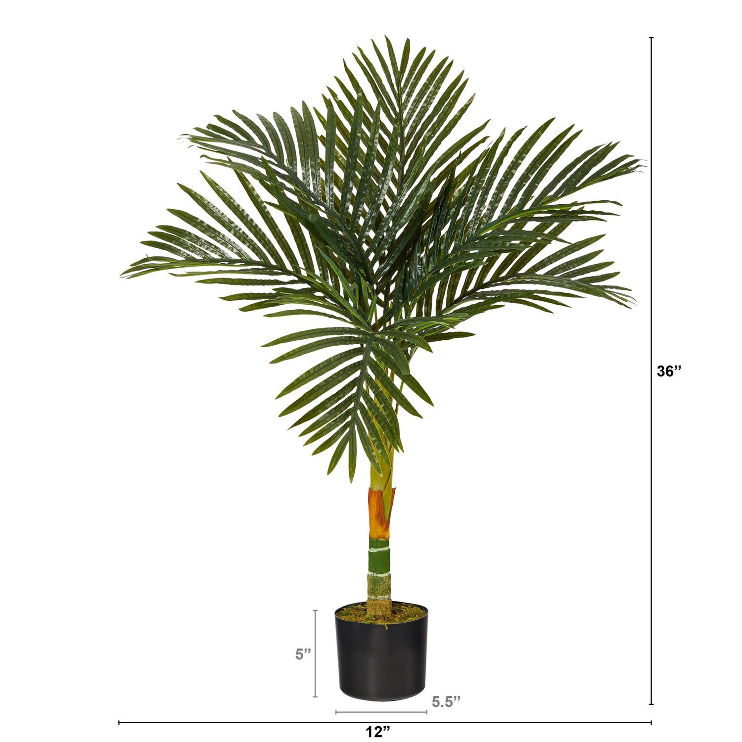 3’ Single Stalk Golden Cane Artificial Palm Tree