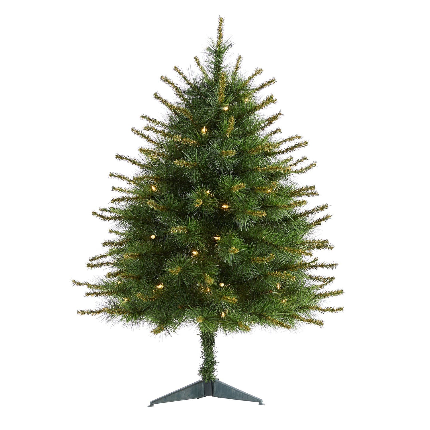 3’ New England Pine Artificial Christmas Tree with 50 Clear Lights and 117 Bendable Branches