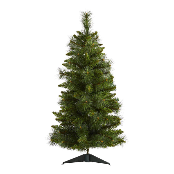 3’ New Haven Pine Artificial Christmas Tree with 50 Warm White LED Lights and 93 Bendable Branches