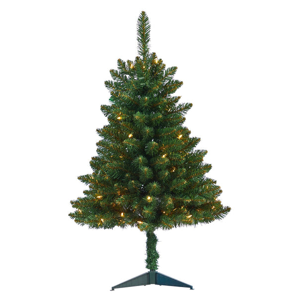 3’ Northern Rocky Spruce Artificial Christmas Tree with 50 Clear Lights and 154 Bendable Branches