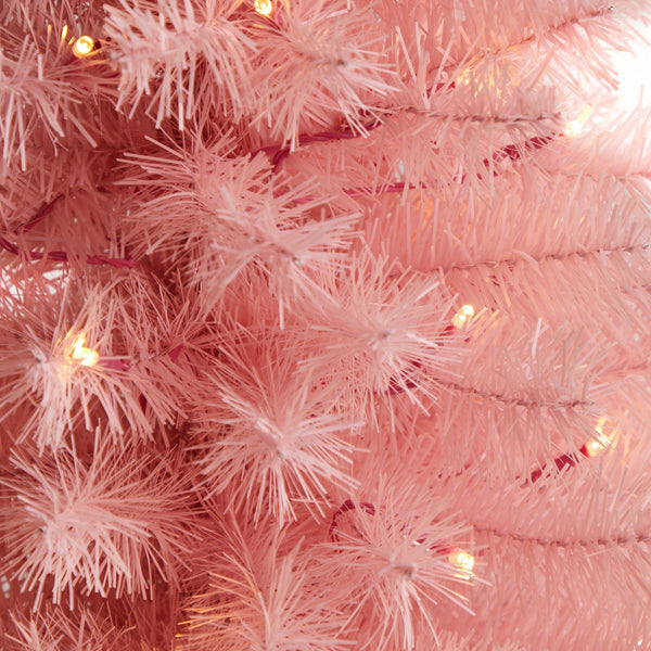 3’ Pink Artificial Christmas Tree with 50 LED Lights and 118 Bendable Branches