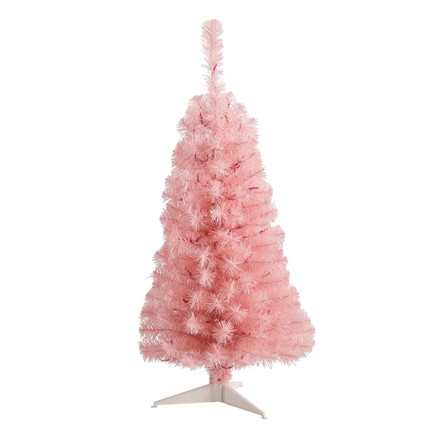 3’ Pink Artificial Christmas Tree with 50 LED Lights and 118 Bendable Branches