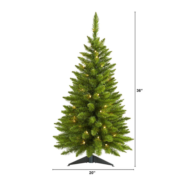 3’ Providence Pine Artificial Christmas Tree with 50 Warm White Lights and 143 Bendable Branches