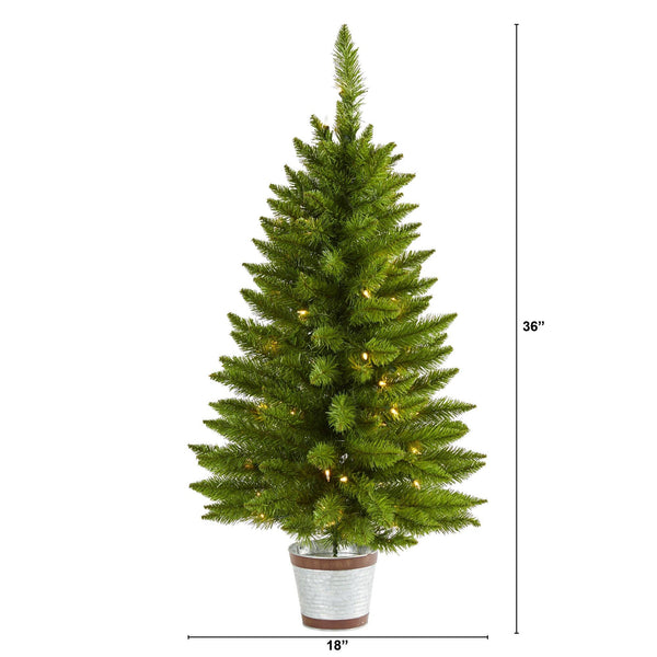 3’ Providence Pine Artificial Christmas Tree in Metal Pot with 50 Warm White Lights and 114 Bendable Branches