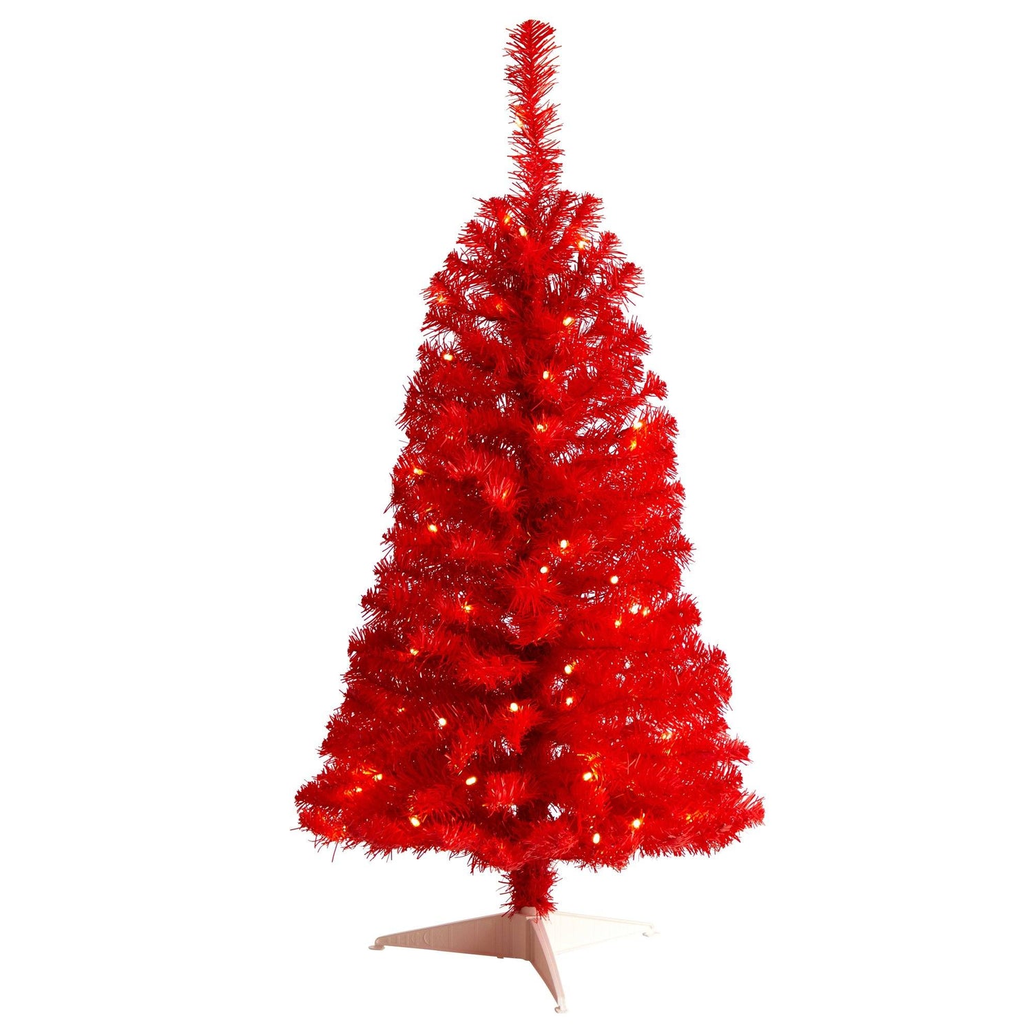 3’ Red Artificial Christmas Tree with 50 LED Lights and 118 Bendable Branches