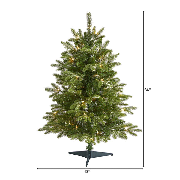 3’ Snowed Grand Teton Fir Artificial Christmas Tree with 50 Clear Lights and 111 Bendable Branches