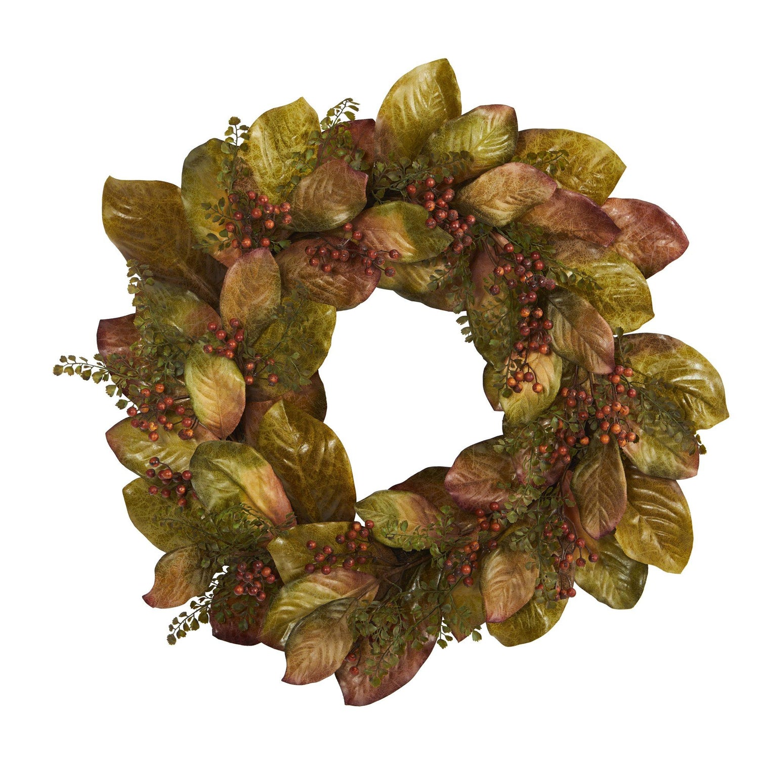 30” Fall Magnolia Leaf and Berries Artificial Wreath