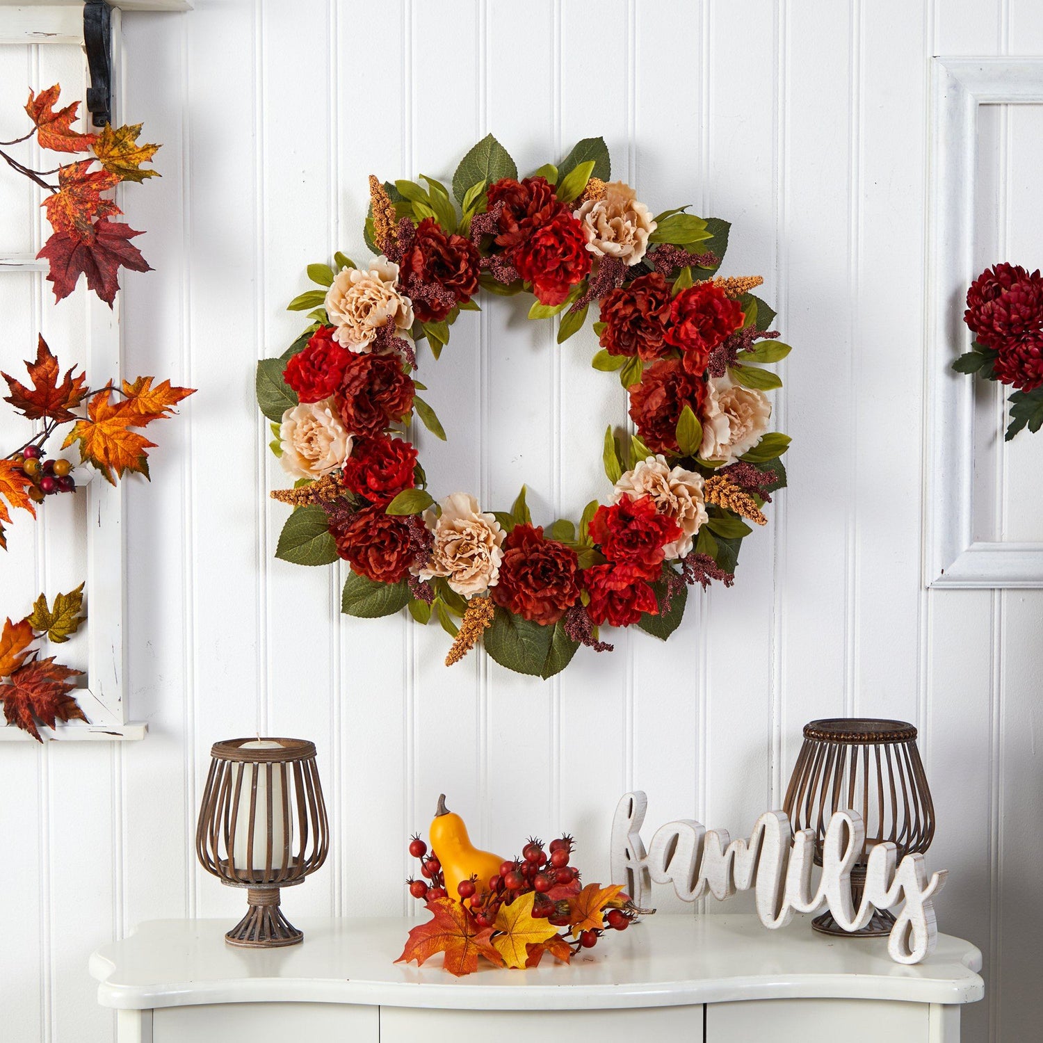 30” Harvest and Peony Artificial Wreath