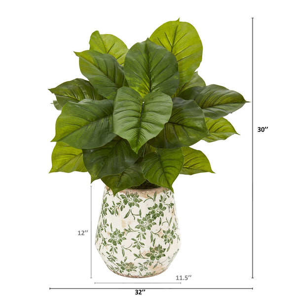 30” Large Philodendron Artificial Plant in Large Floral Planter (Real Touch)