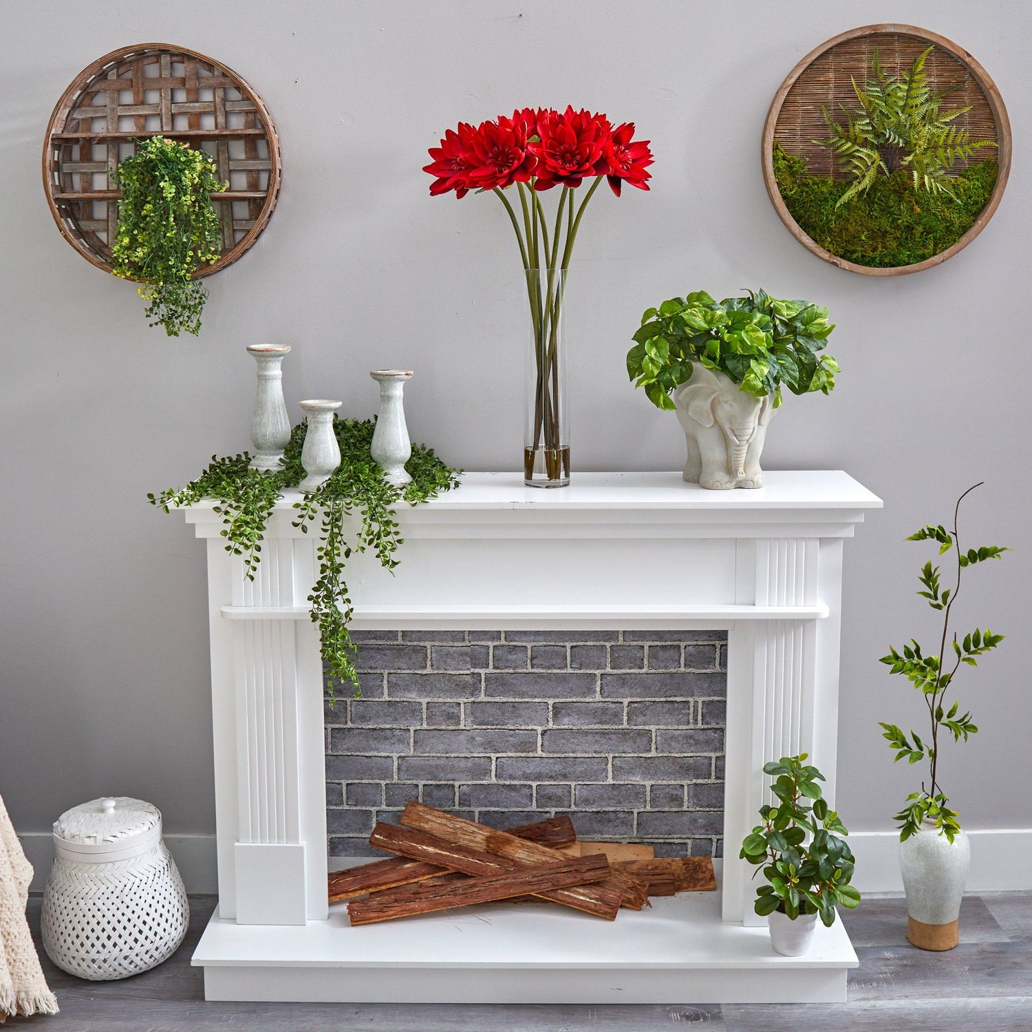 30” Lotus Artificial Arrangement in Cylinder Vase