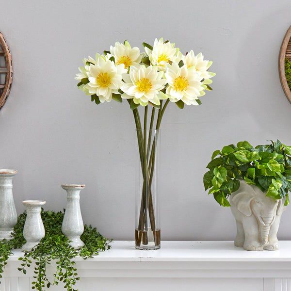 30” Lotus Artificial Arrangement in Cylinder Vase