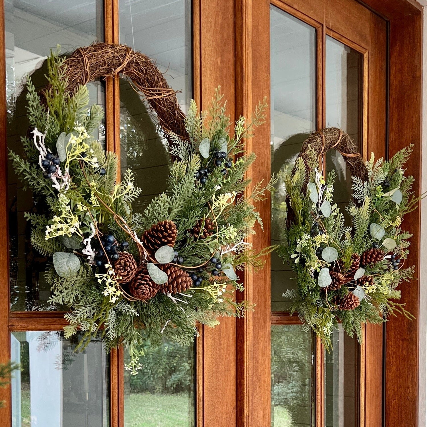 30” Pine and Pinecone Artificial Christmas Wreath on Twig Ring