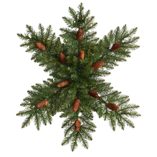 30” Pre-Lit Snowflake Artificial Dunhill Fir Wreath with Pinecones and 40 LED Lights