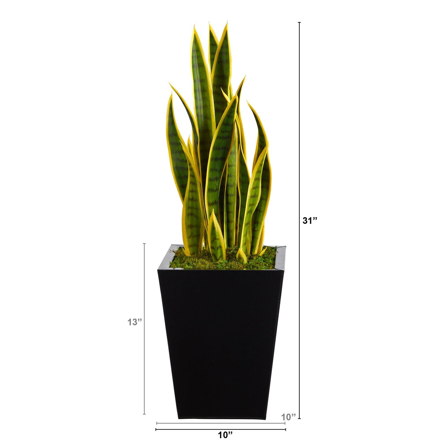 31” Sansevieria Artificial Plant in Black Metal Planter