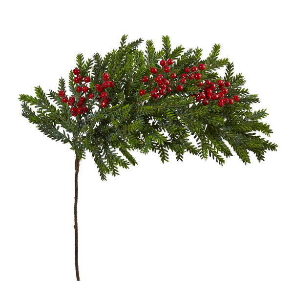 34” Pine and Berries Artificial Plant (Set of 3)