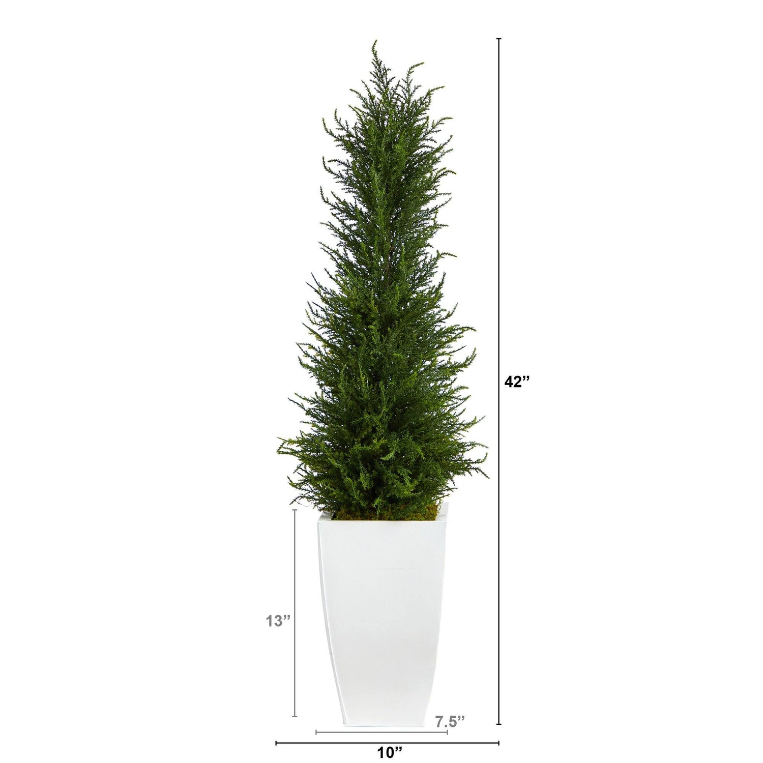 3.5’ Cypress Artificial Tree in White Metal Planter (Indoor/Outdoor)