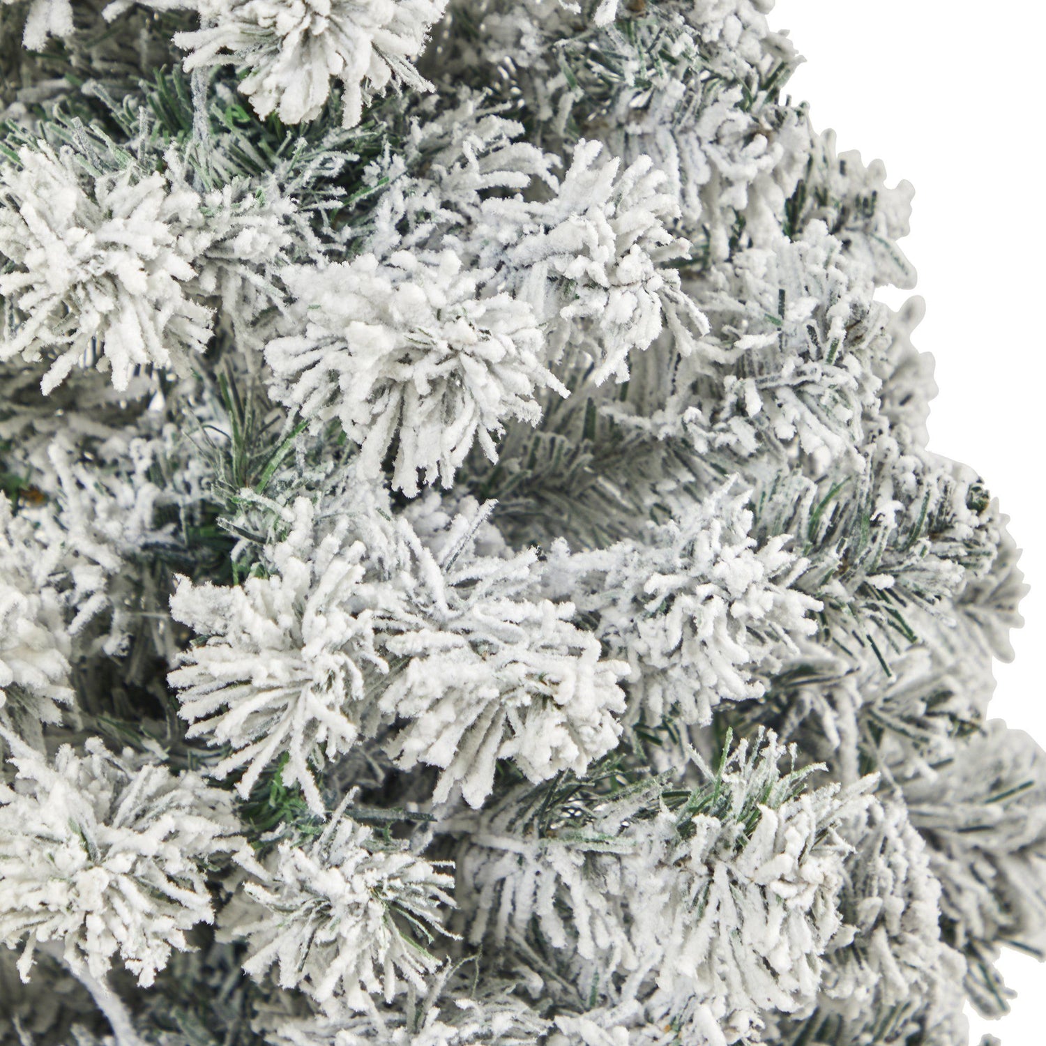 3.5' Flocked Rock Springs Spruce Artificial Christmas Tree with 50 Clear LED Lights in White Metal Planter