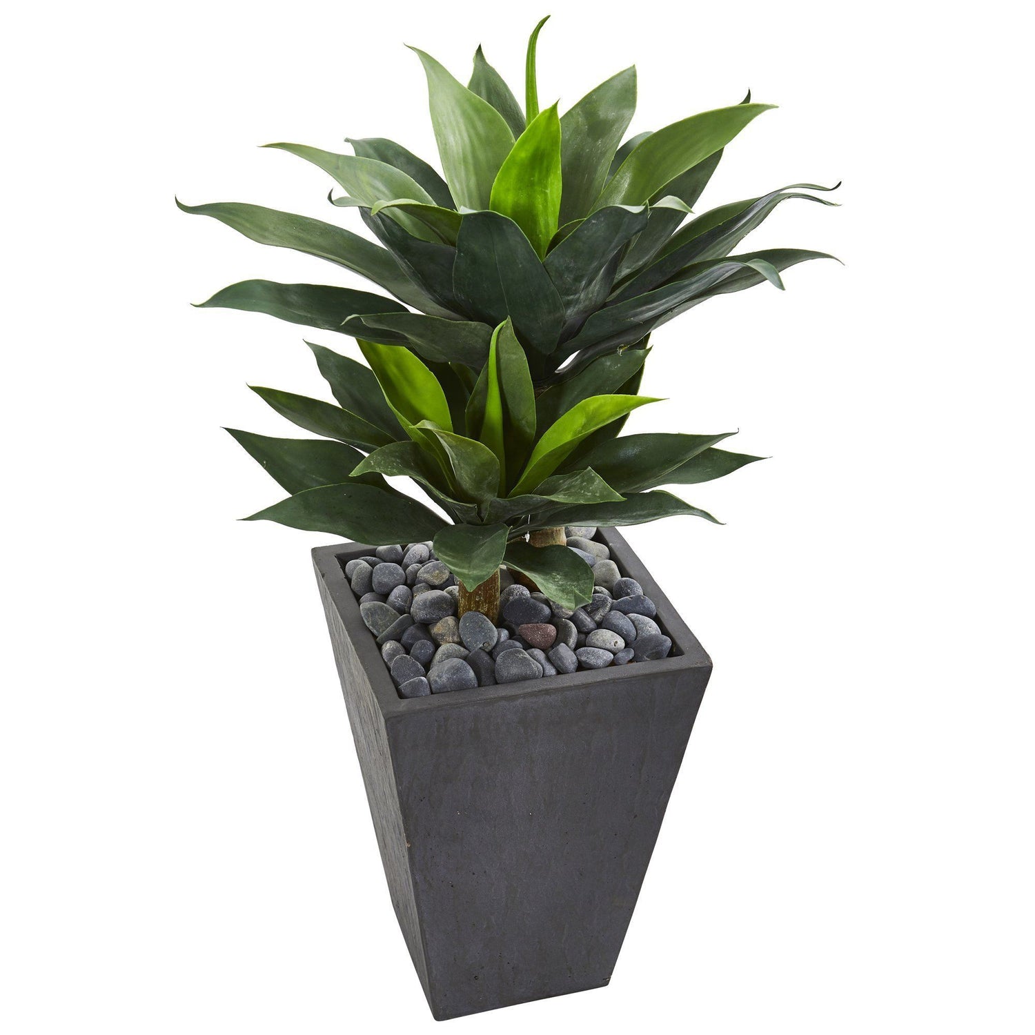 37” Double Agave Succulent Artificial Plant in Slate Planter