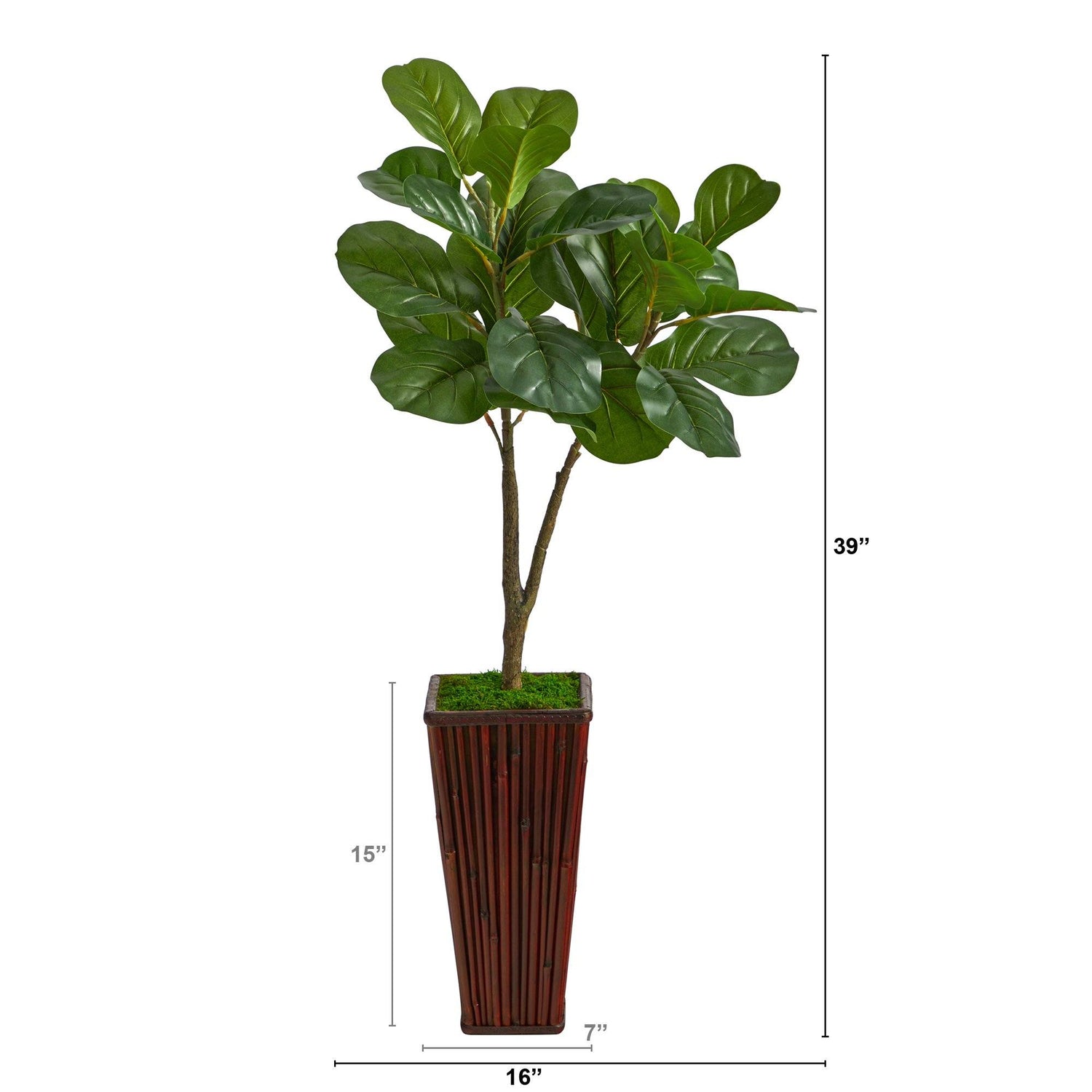 39” Fiddle Leaf Fig Artificial Tree in Bamboo Planter