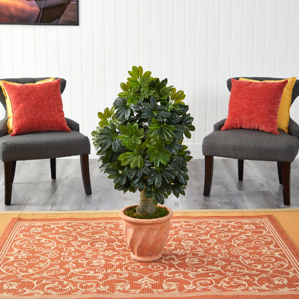 39” Schefflera Artificial Tree in Terra-Cotta Planter (Real Touch)