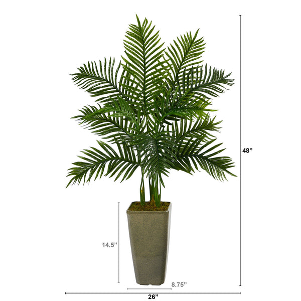 4’ Areca Palm Artificial Tree in Green Planter (Real Touch)