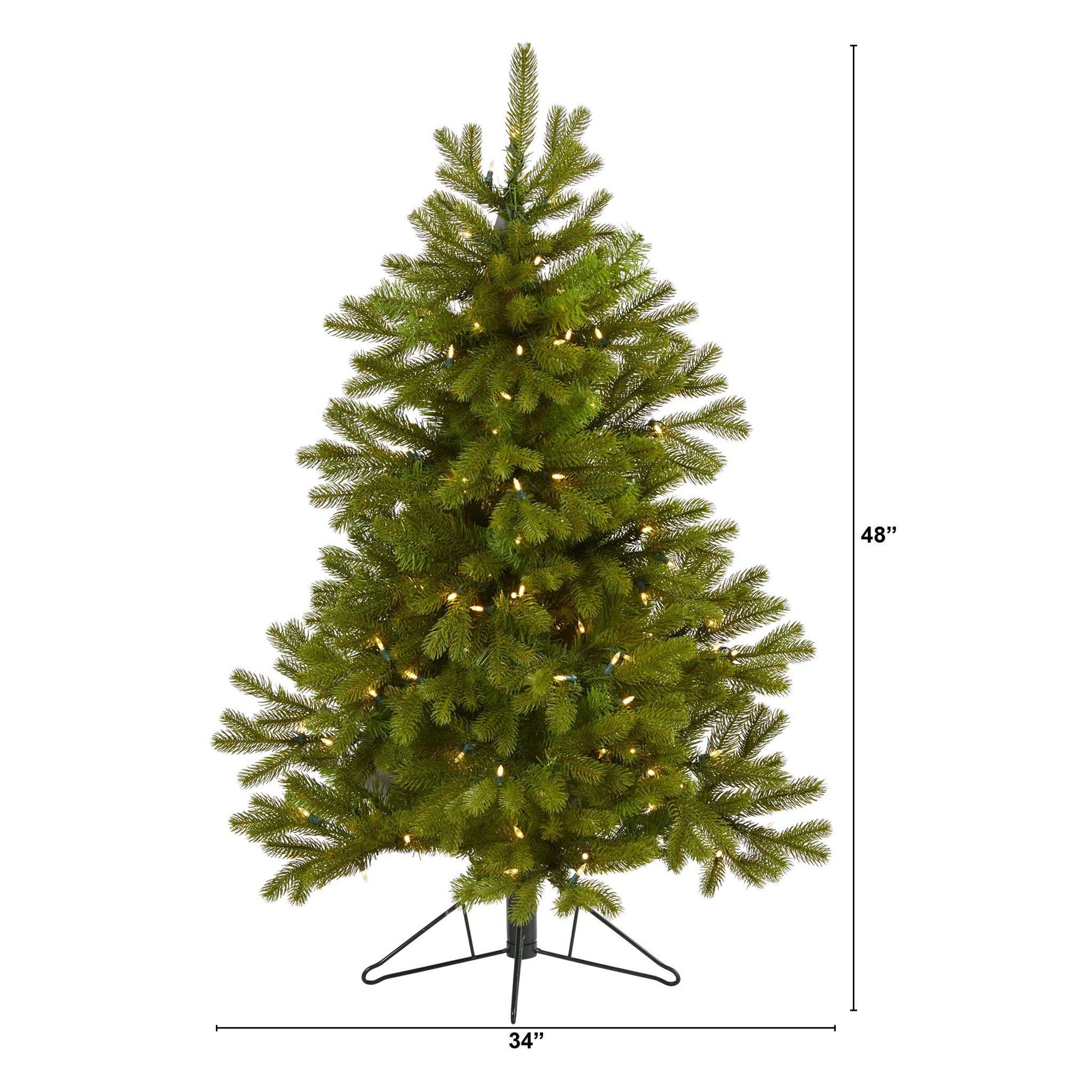 4' Cambridge Spruce Flat Back Artificial Christmas Tree with 100 Warm White (Multifunction) LED Lights and 221 Bendable Branches