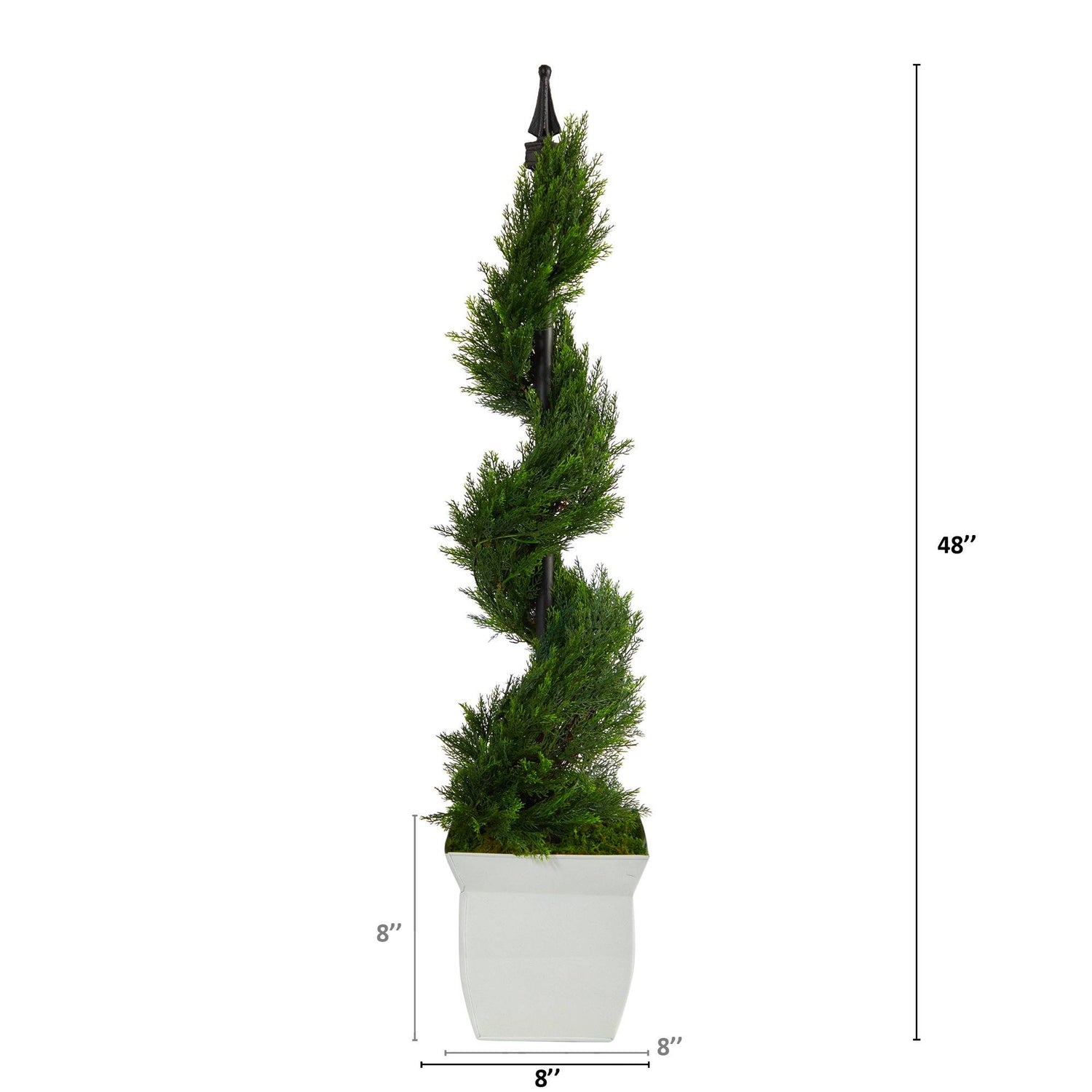 4’ Cypress Spiral Topiary Artificial Tree in White Metal Planter