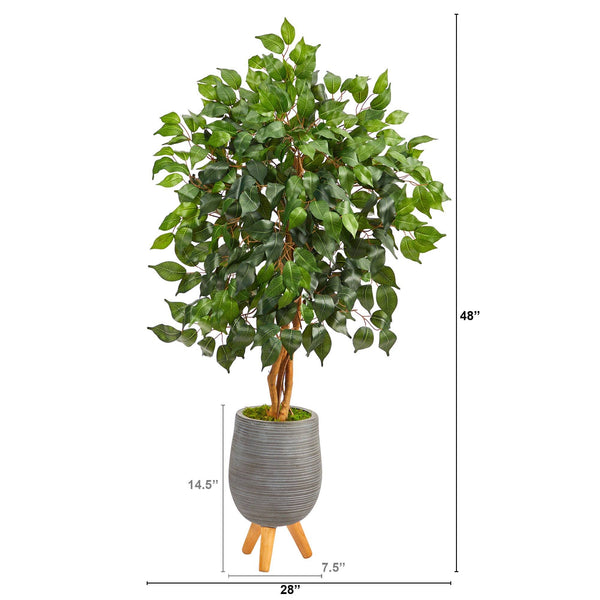 4’ Ficus Artificial Tree in Gray Planter with Stand