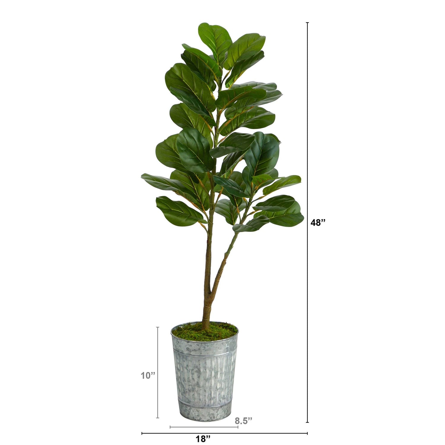 4’ Artificial Fiddle Leaf Fig Tree in Metal Planter