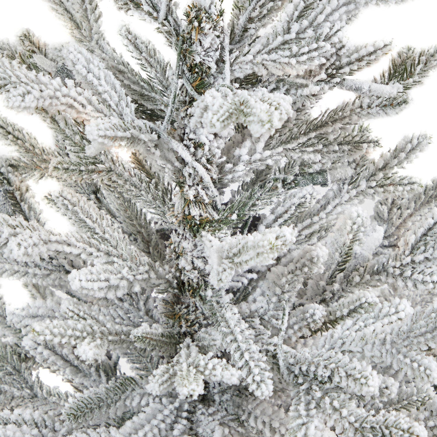 4’ Flocked Fraser Fir Artificial Christmas Tree with 200 Warm White Lights and 481 Bendable Branches in Gray Planter