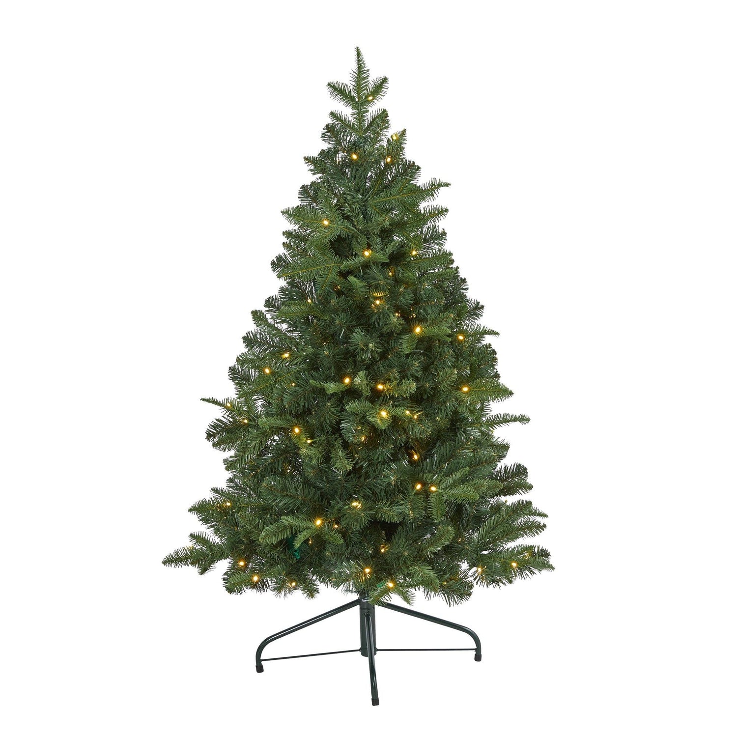 4’ Grand Teton Spruce Flat Back Artificial Christmas Tree with 90 Clear LED Lights and 369 Bendable Branches