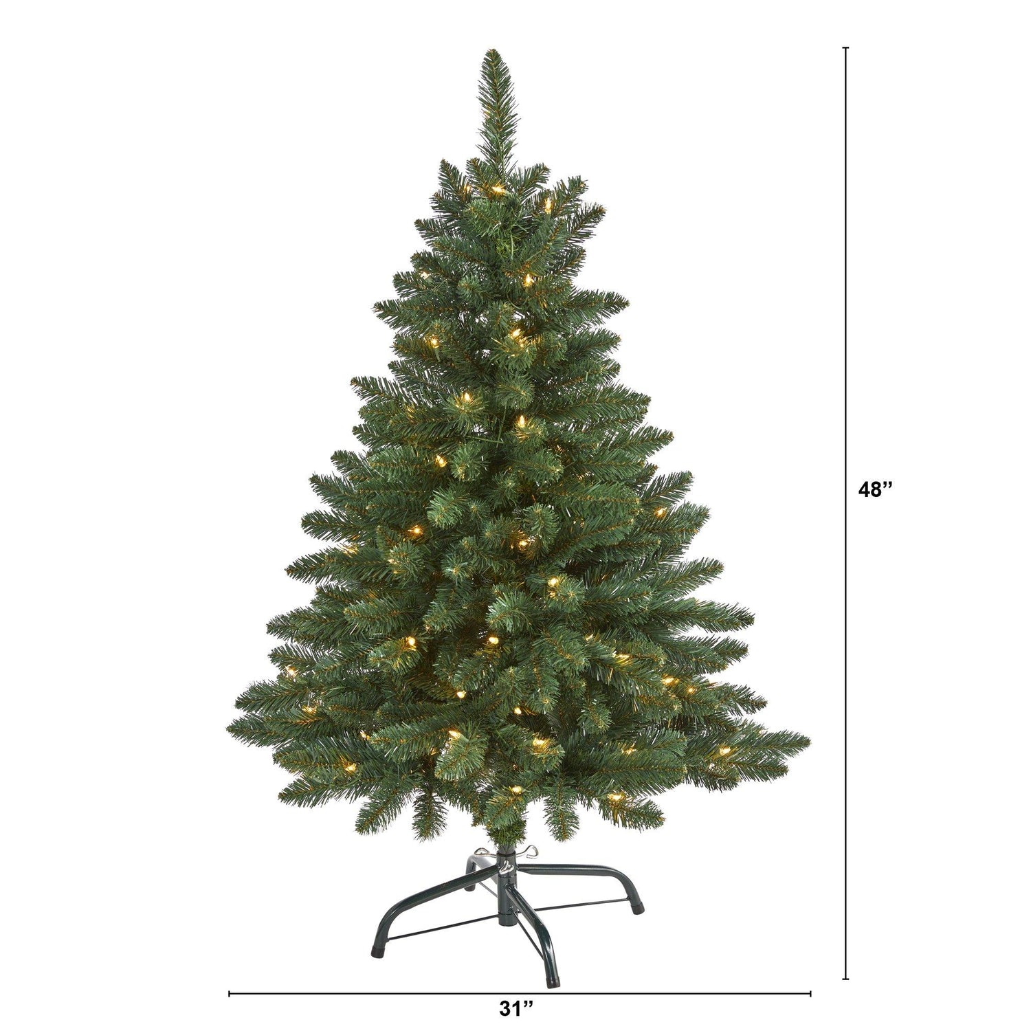 4’ Northern Rocky Spruce Artificial Christmas Tree with 100 Clear Lights and 268 Bendable Branches