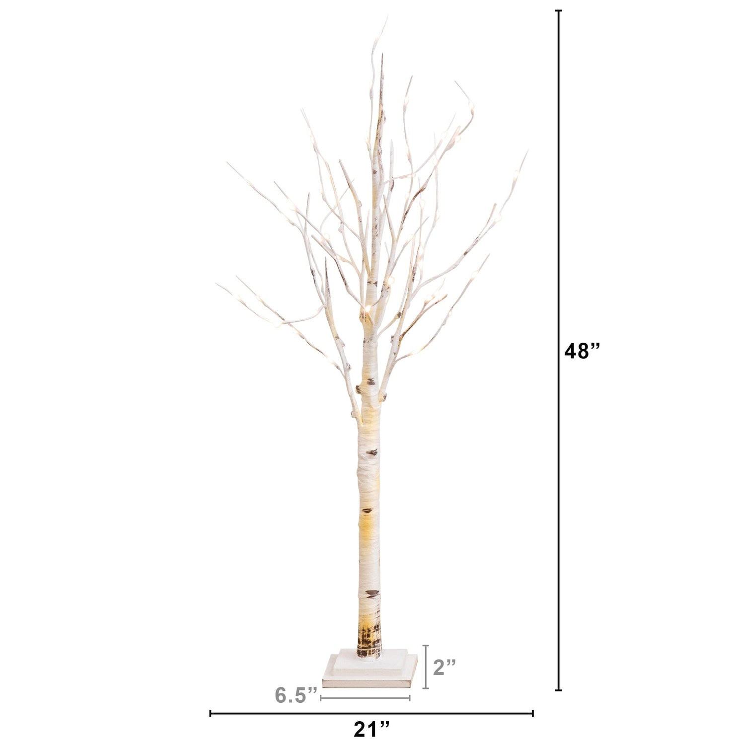 4' Pre-Lit Artificial Birch Tree with 50 Warm White LED Lights