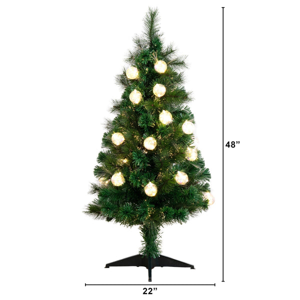 4' Pre-Lit Fiber Optic Artificial Christmas Tree with Mixed Tips and 37 LED Warm White Lights