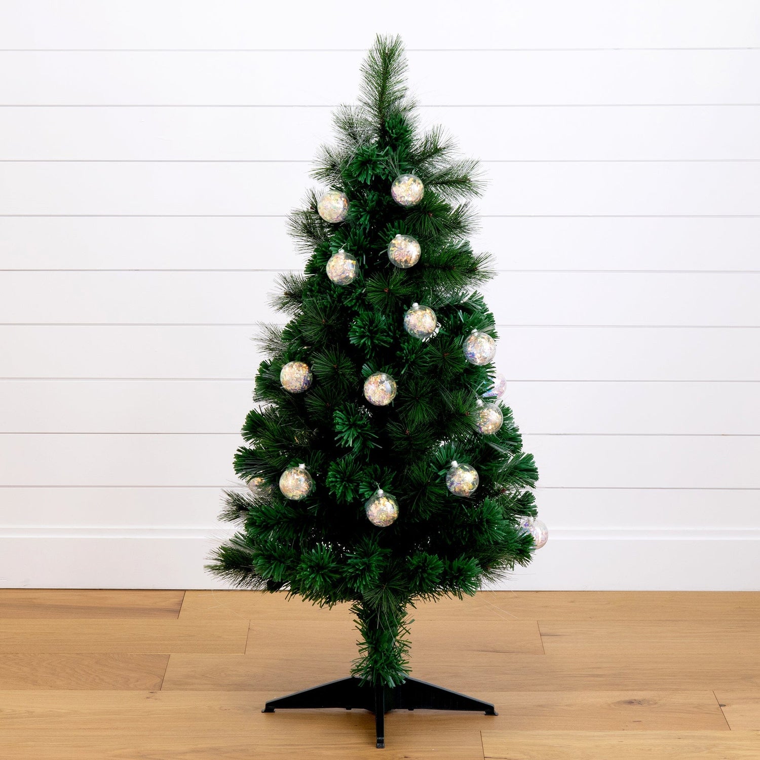 4' Pre-Lit Fiber Optic Artificial Christmas Tree with Mixed Tips and 37 LED Warm White Lights