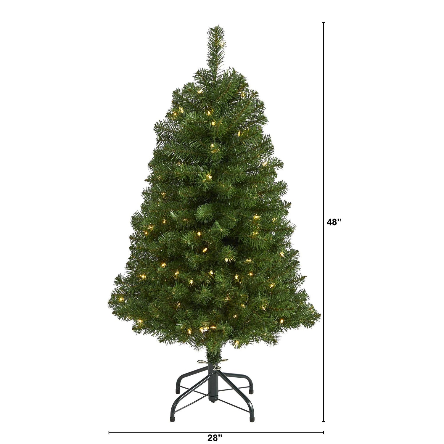 4’ Virginia Fir Artificial Christmas Tree with 100 Clear Lights and 223 Bendable Branches