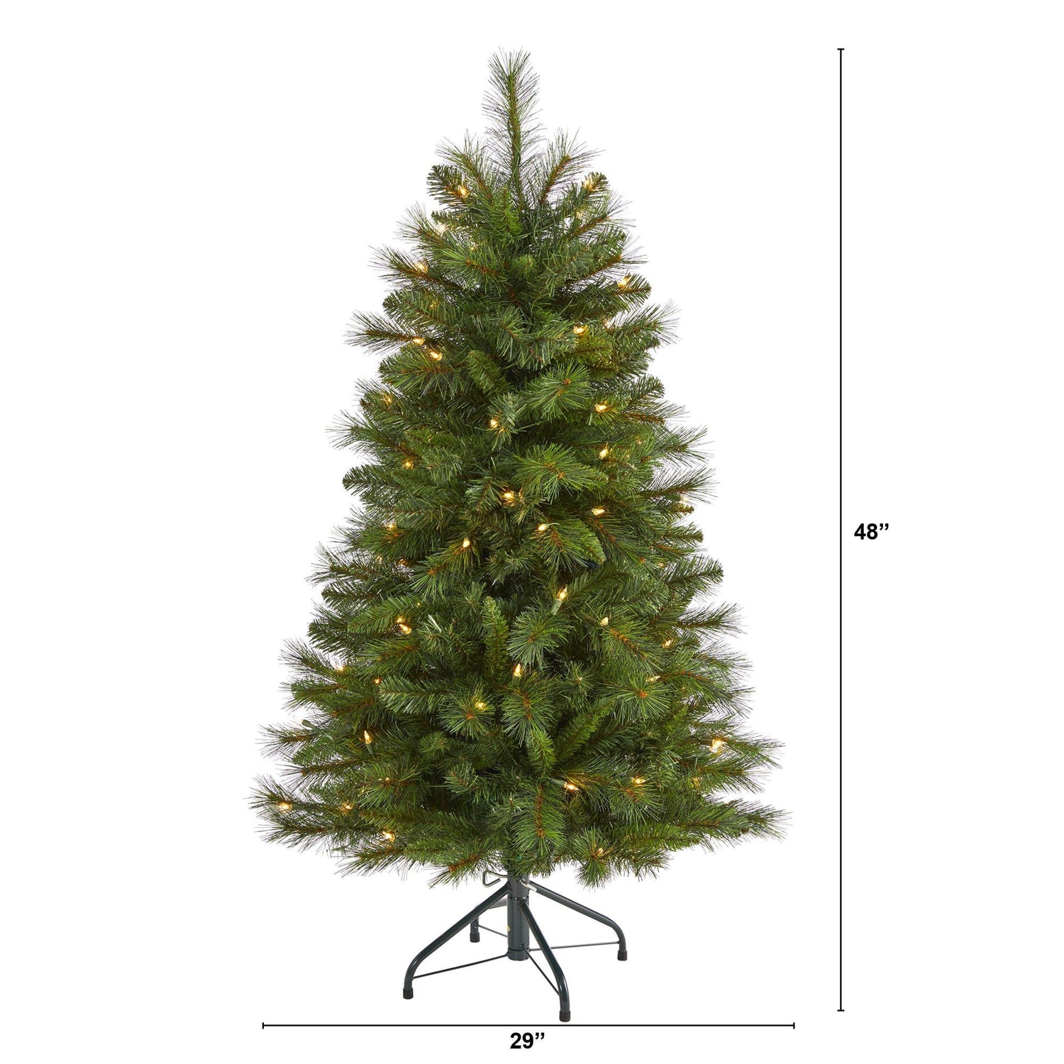 4’ West Virginia Mountain Pine Artificial Christmas Tree with 100 Clear Lights and 322 Bendable Branches