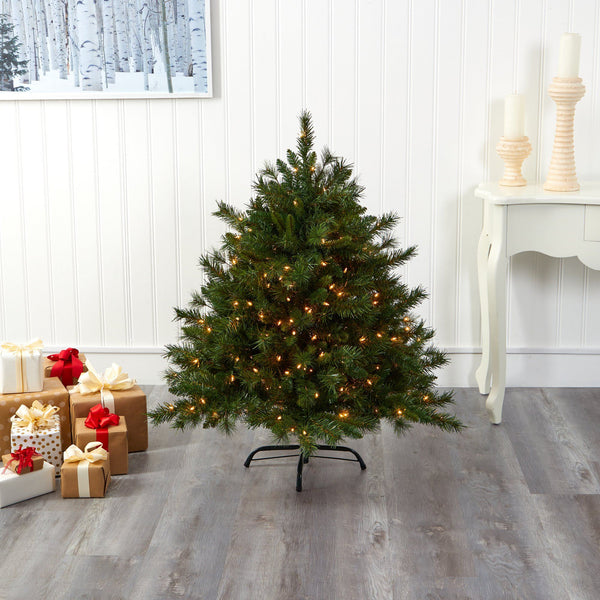 4’ Wyoming Mixed Pine Artificial Christmas Tree with 250 Clear Lights and 462 Bendable Branches