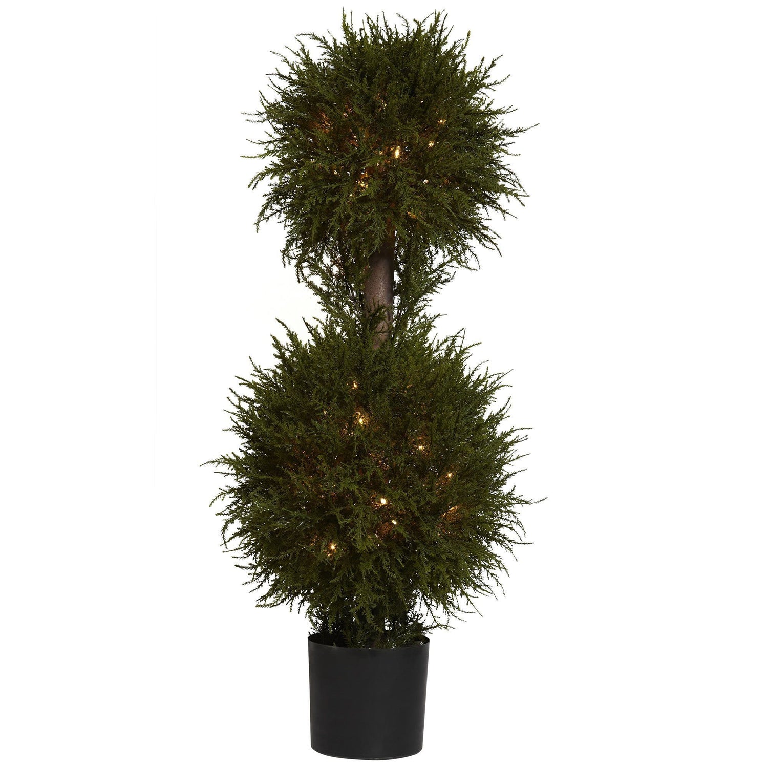 40” Cedar Double Ball Topiary w/Lights