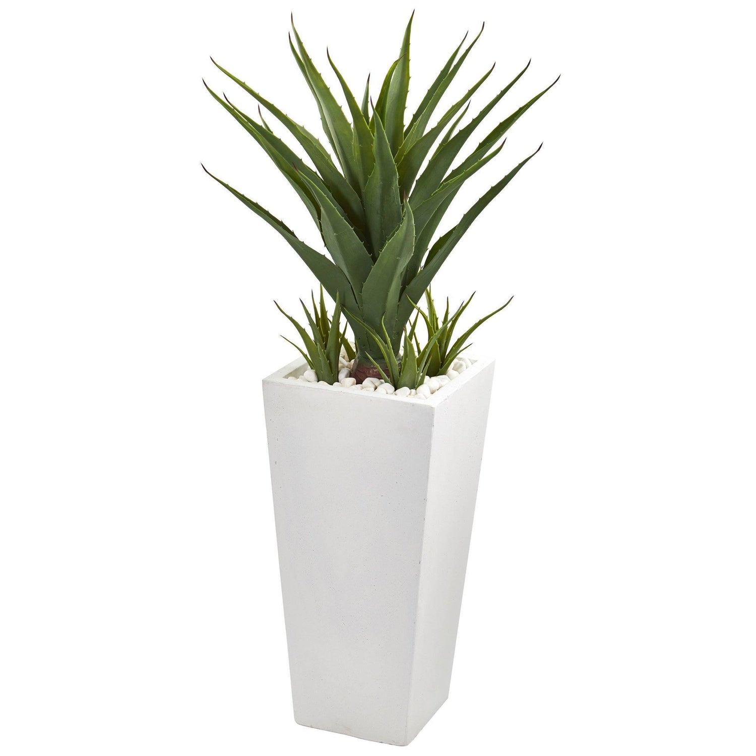 40” Spiky Agave Artificial Plant in White Planter