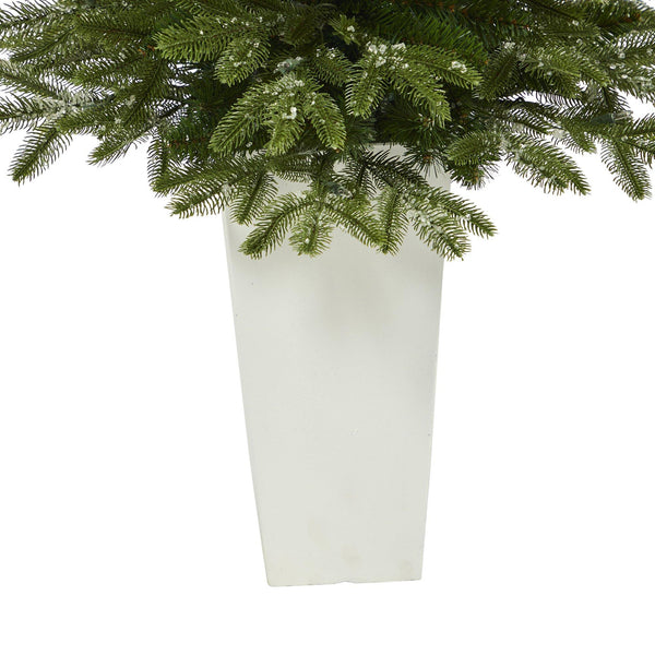 44” Snowed Grand Teton Fir Artificial Christmas Tree with 50 Clear Lights and 111 Bendable Branches in Red Planter