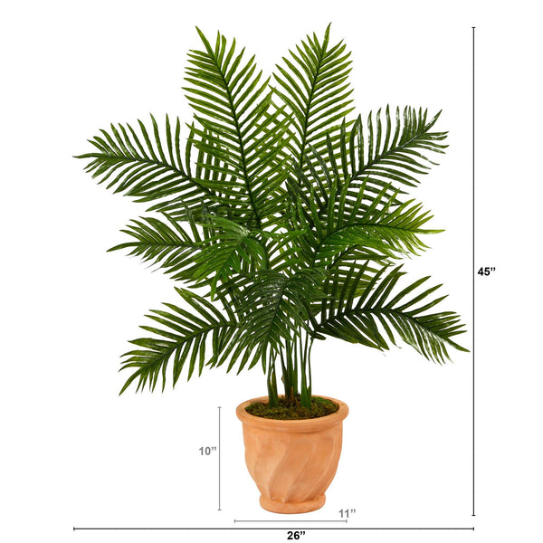 45” Areca Palm Artificial Tree in in Terra-Cotta Planter (Real Touch)