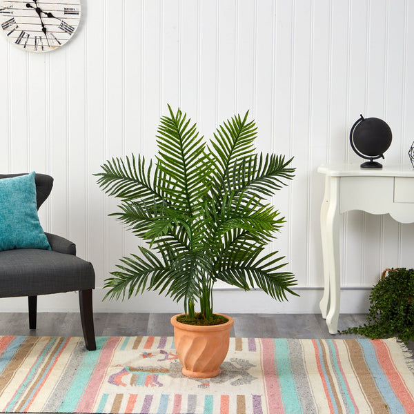 45” Areca Palm Artificial Tree in in Terra-Cotta Planter (Real Touch)