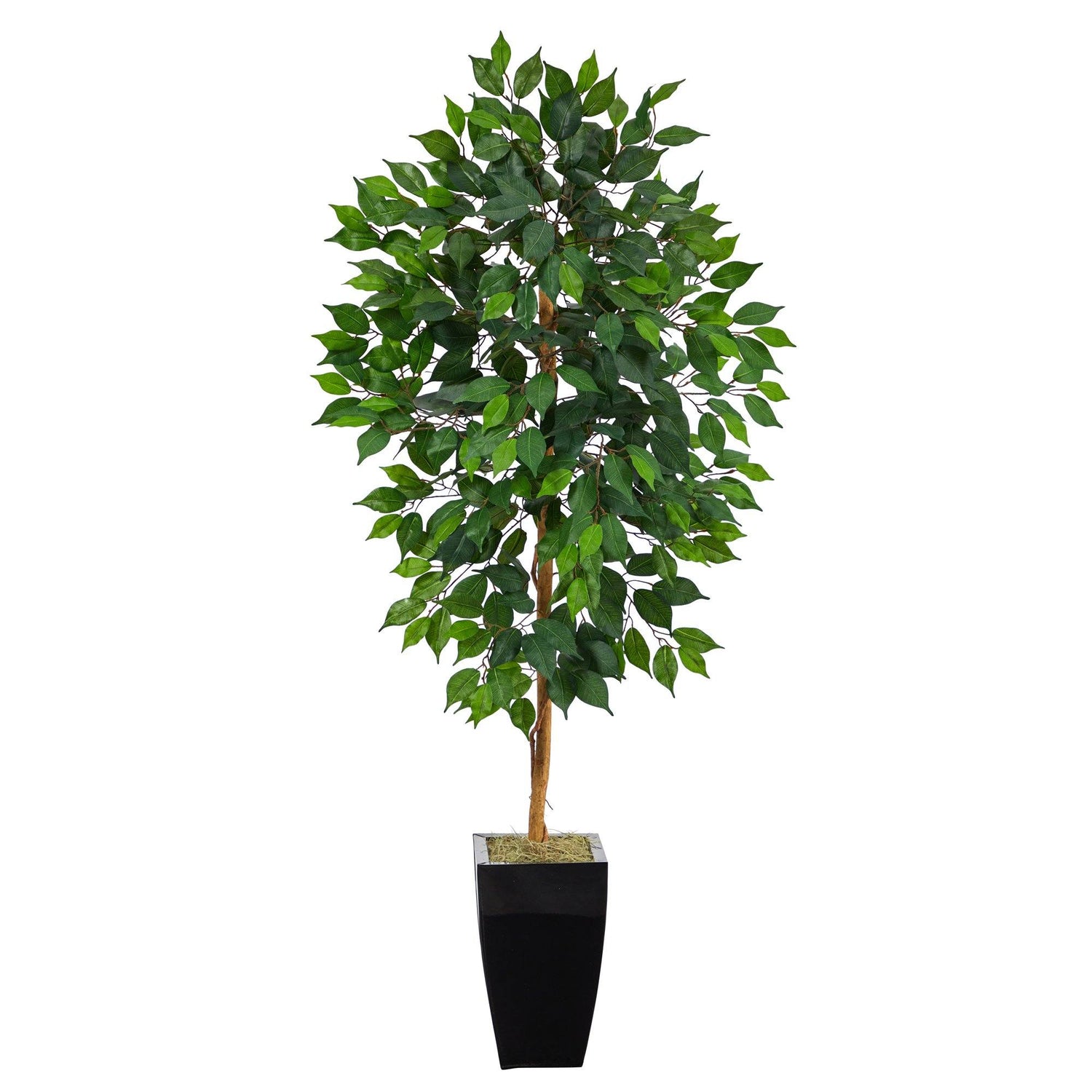 4.5’ Ficus Artificial Tree in Black Metal Planter