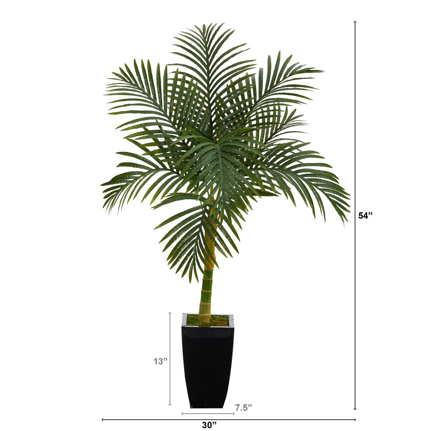 4.5’ Golden Cane Artificial Palm Tree in Black Metal Planter