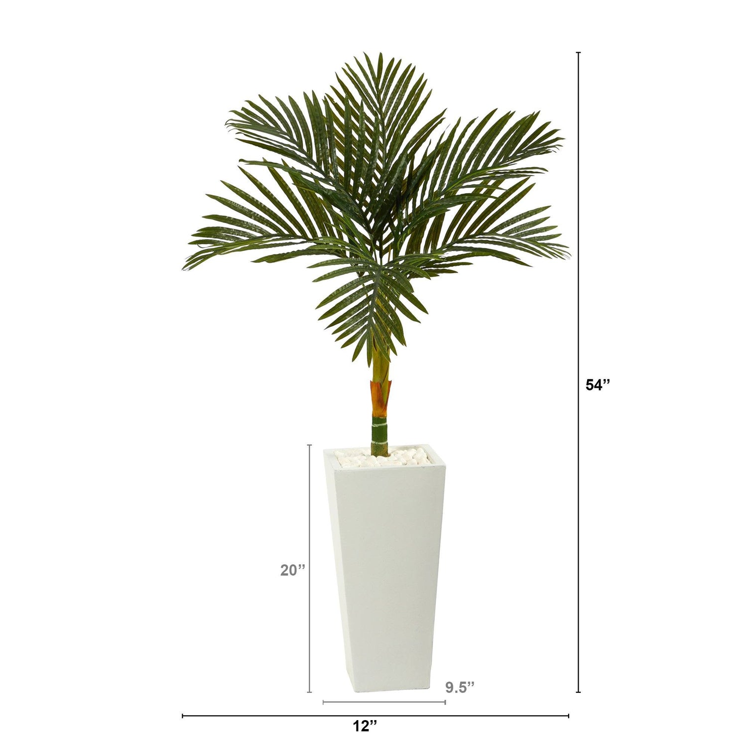 4.5’ Golden Cane Artificial Palm Tree in Tall White Planter