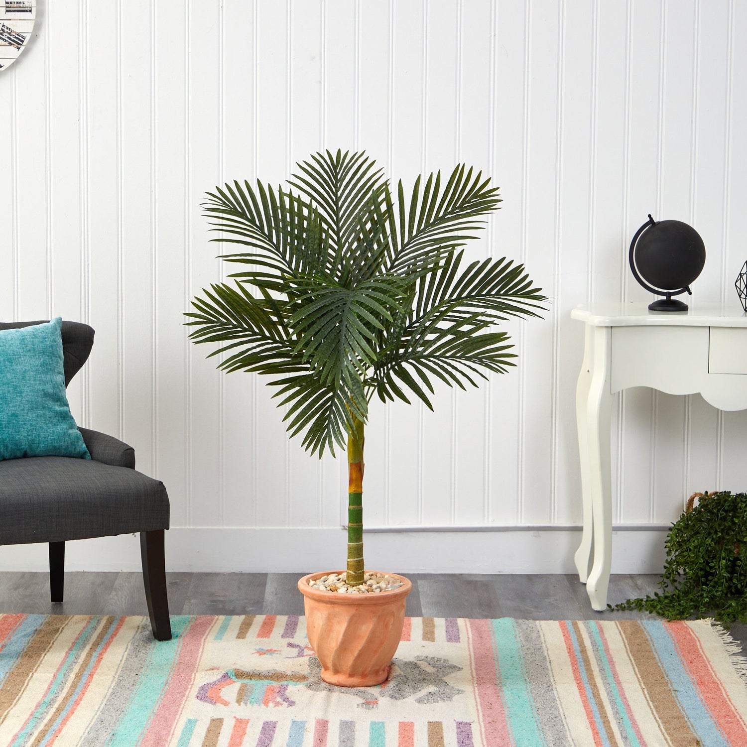 4.5’ Golden Cane Artificial Palm Tree in Terra-Cotta Planter