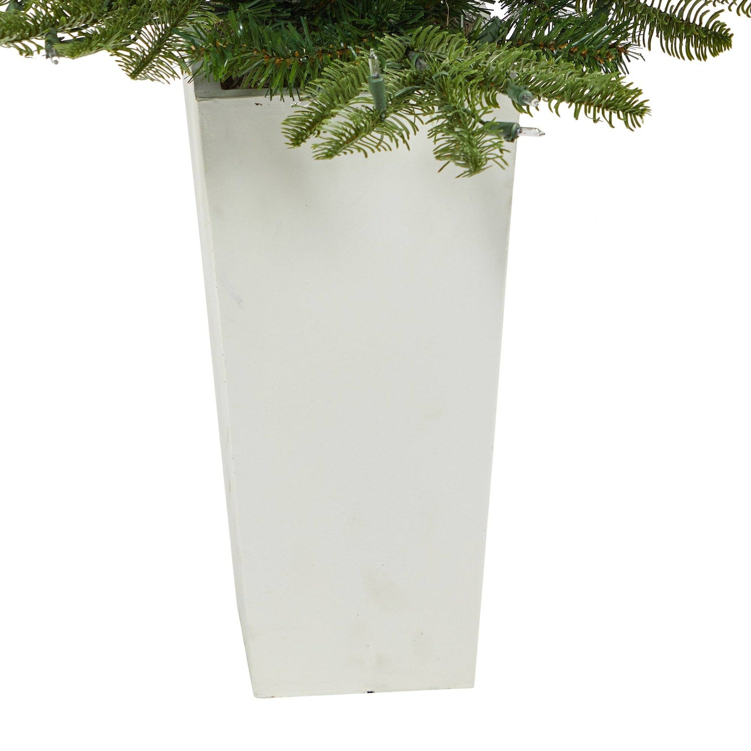 4.5’ Layered Washington Spruce Artificial Christmas Tree with 100 Clear LED Lights and 189 Bendable Branches in White Planter